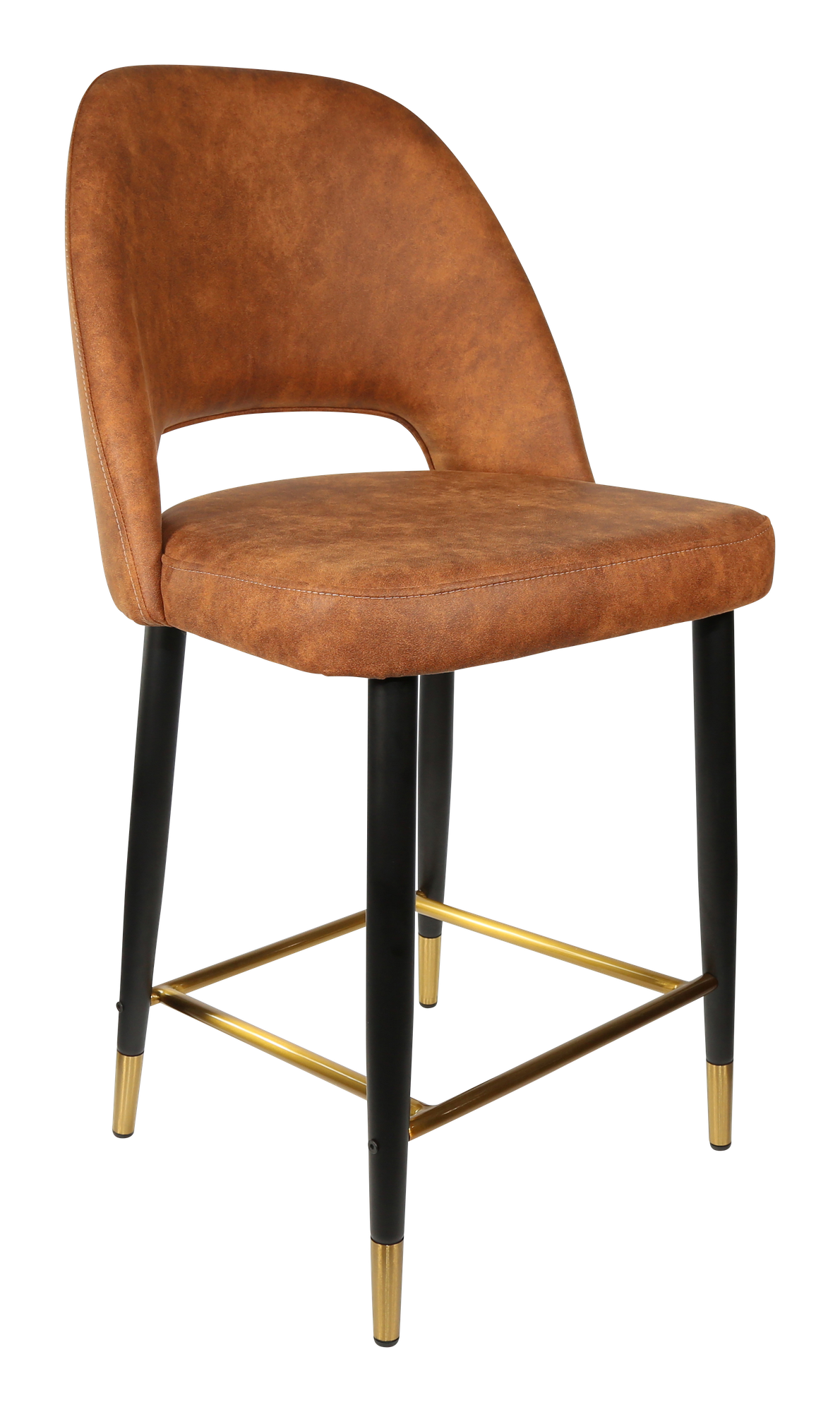 Durafurn Semifreddo Counter Stool - Black Metal 650h Legs/Tan Fabric