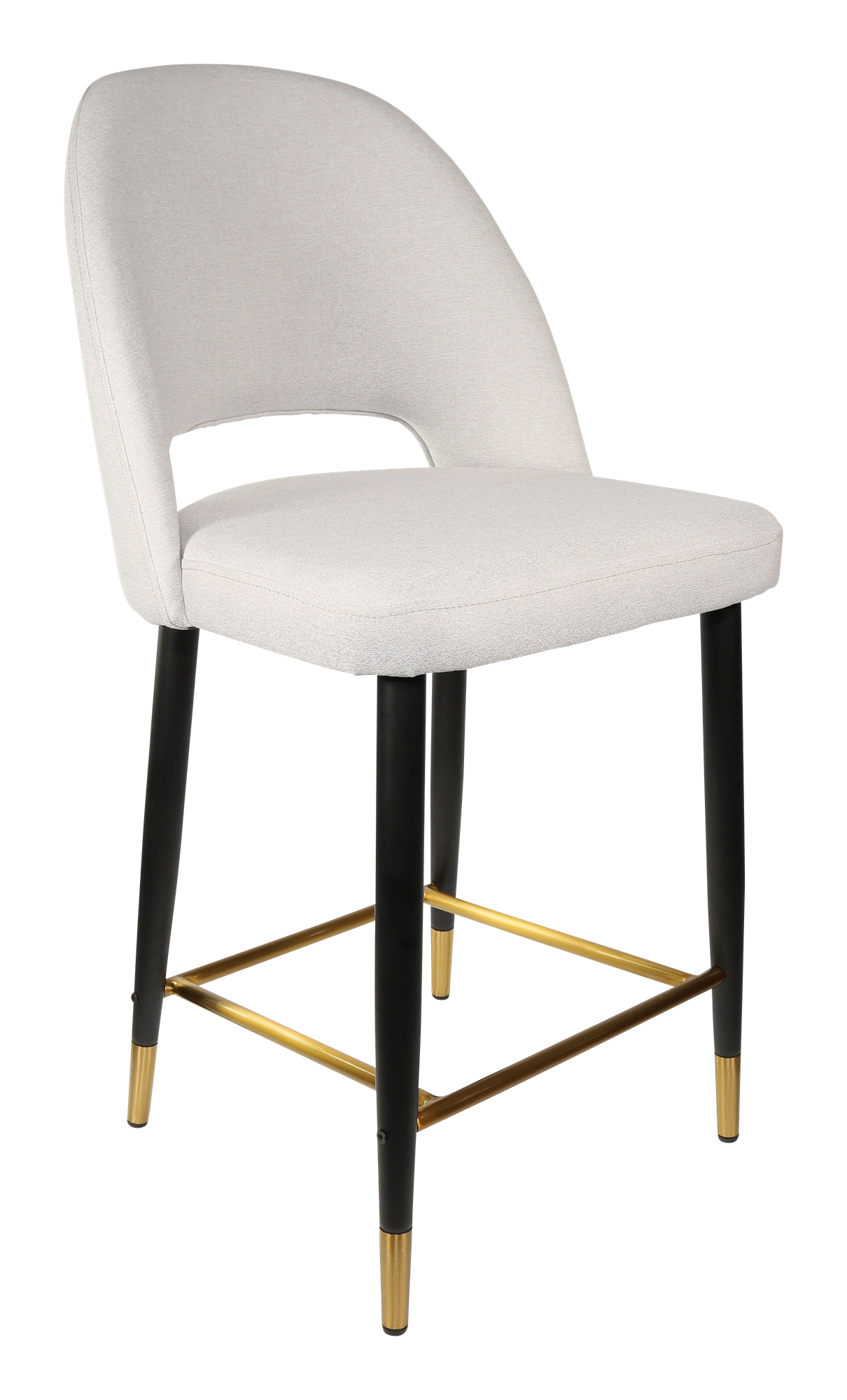Durafurn Semifreddo Counter Stool - Black Metal 650h Legs/Light Grey Woven Fabric