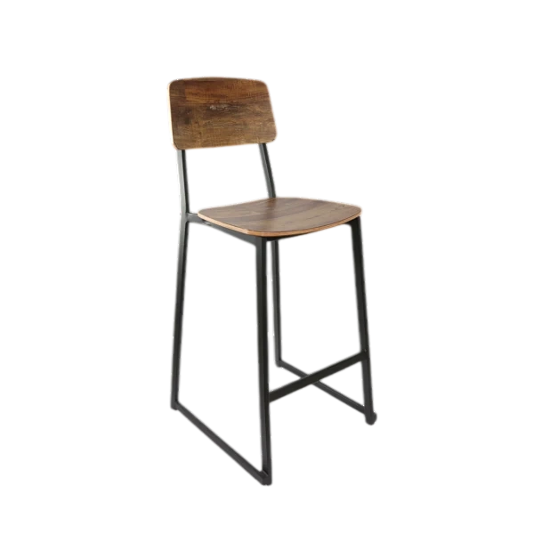 Durafurn Denver Barstool - Rustic Wood Ply Seat & Backrest