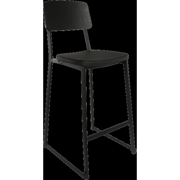 Durafurn Denver Barstool - Black Vinyl Seat & Black Ply Backrest