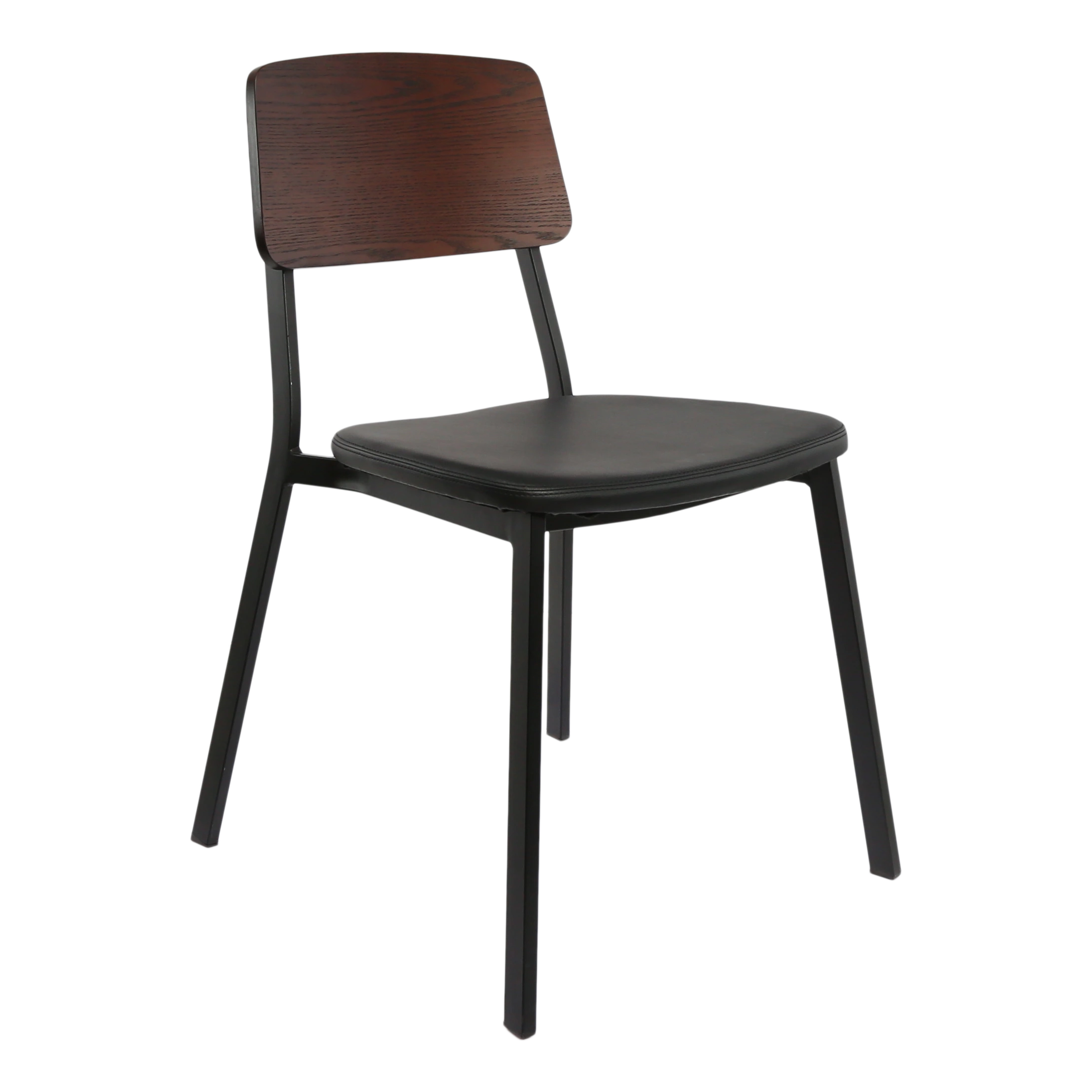 Durafurn Denver Chair - Black Vinyl Seat & Dark Natural Ply Backrest