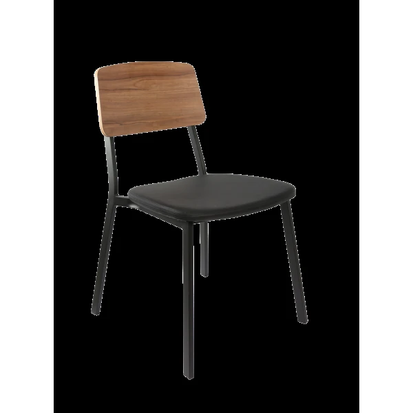 Durafurn Denver Chair - Black Vinyl Seat & Natural Ply Backrest