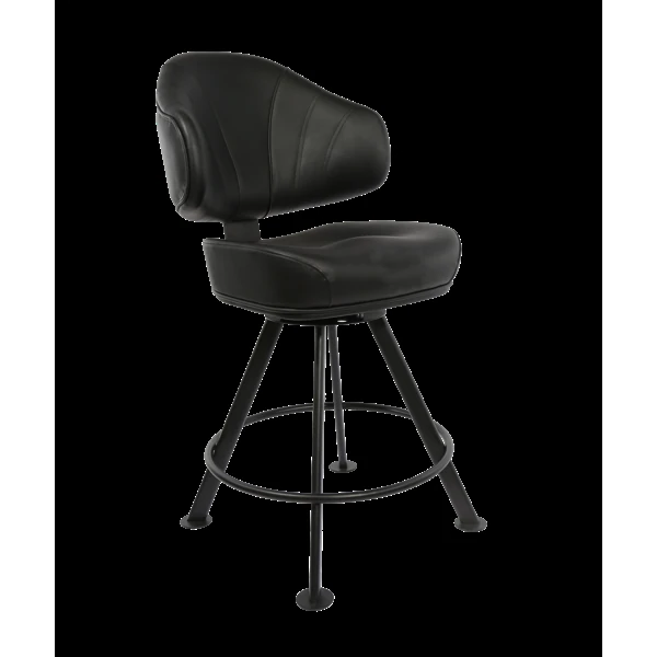Durafurn Bernard Gaming Stool Black Vinyl / 4 Leg Round Base - Black Gloss + Trendler Swivel (Extended warranty)