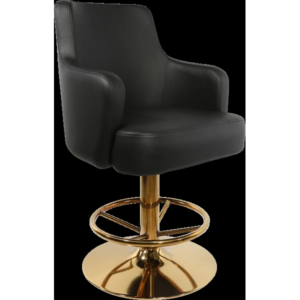 Durafurn Francoise Gaming Stool Black Vinyl / 550DIA Disc Base Gold Gloss + Trendler Swivel (Extended warranty)