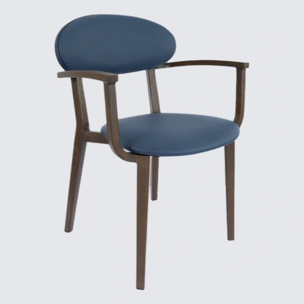 Durafurn Atlanta Armchair - Narrow Backrest - Wenge Frame/Navy Vinyl Seat & Backrest