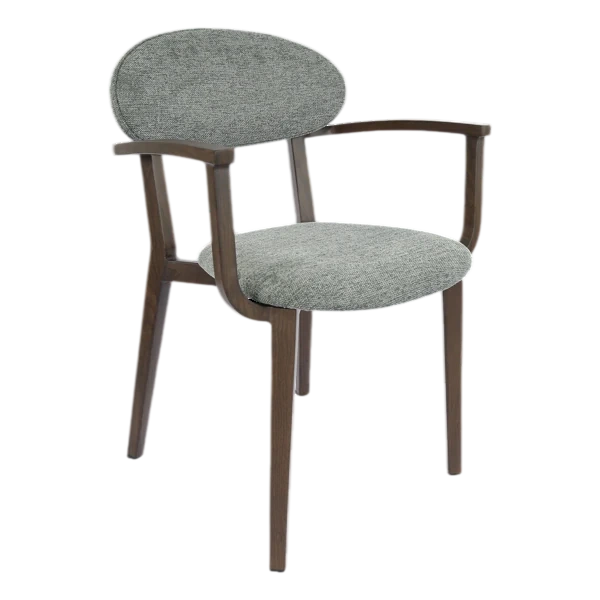 Durafurn Atlanta Armchair - Narrow Backrest - Wenge Frame/ Grey Fabric Seat & Backrest