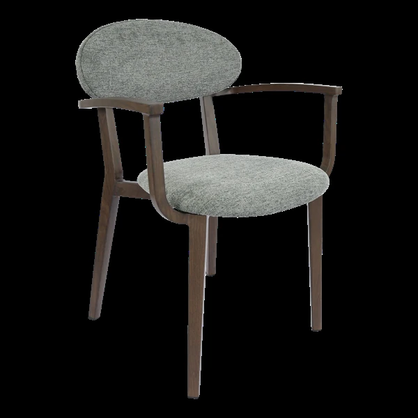 Durafurn Atlanta Armchair - Narrow Backrest - Wenge Frame/ Grey Fabric Seat & Backrest