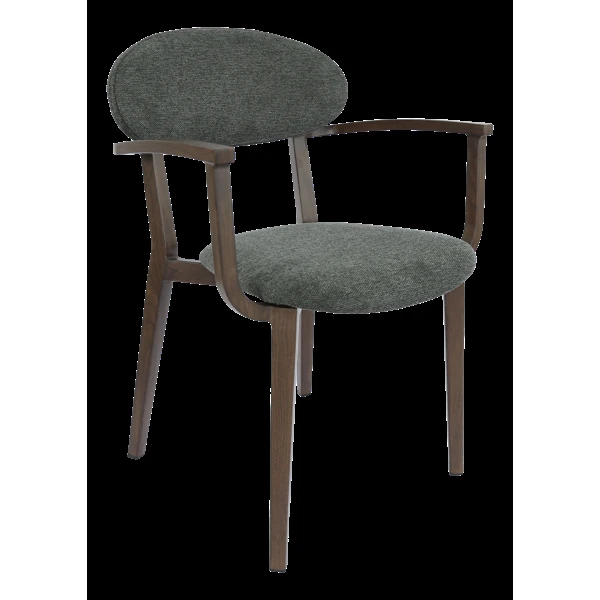 Durafurn Atlanta Armchair - Narrow Backrest - Wenge Frame/Dark Grey Fabric Seat & Backrest