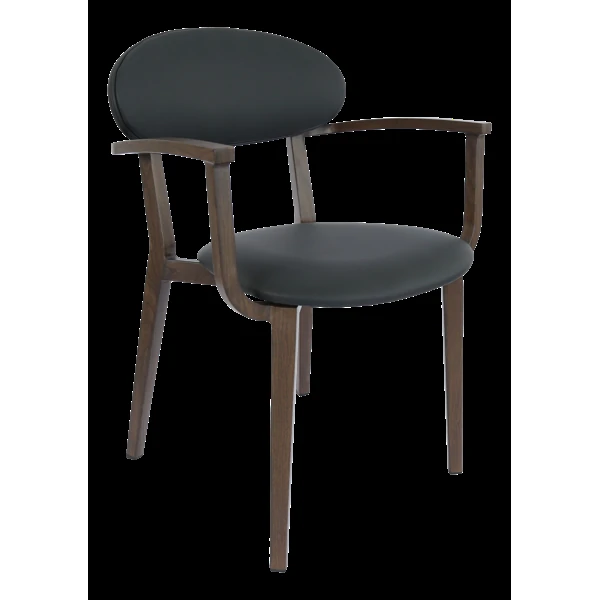 Durafurn Atlanta Armchair - Narrow Backrest - Wenge Frame/Black Vinyl Seat & Backrest