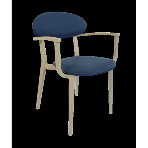 Durafurn Atlanta Armchair - Narrow Backrest - Oak Frame/Navy Vinyl Seat & Backrest