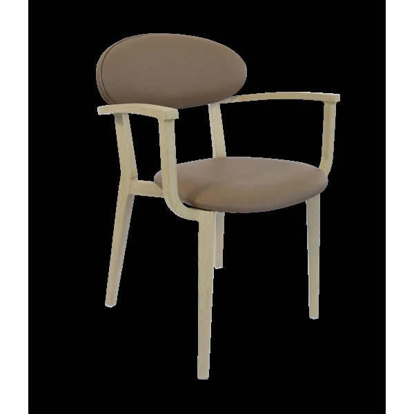 Durafurn Atlanta Armchair - Narrow Backrest - Oak Frame/Taupe Vinyl Seat & Backrest