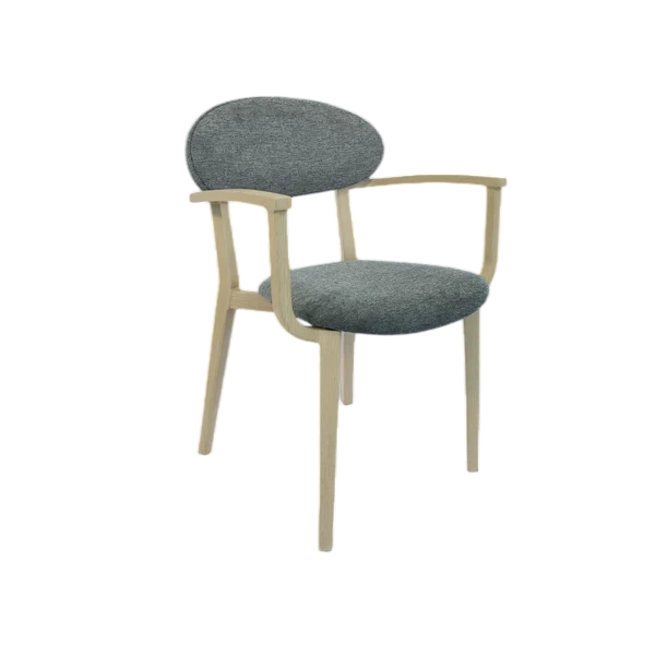 Durafurn Atlanta Armchair - Narrow Backrest - Oak Frame/ Grey Fabric Seat & Backrest