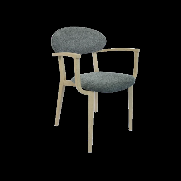 Durafurn Atlanta Armchair - Narrow Backrest - Oak Frame/ Grey Fabric Seat & Backrest