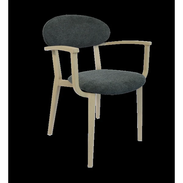 Durafurn Atlanta Armchair - Narrow Backrest - Oak Frame/Dark Grey Fabric Seat & Backrest