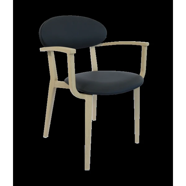 Durafurn Atlanta Armchair - Narrow Backrest - Oak Frame/Black Vinyl Seat & Backrest