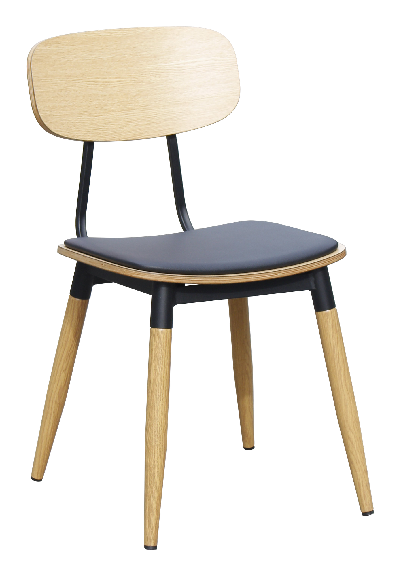 Durafurn Austin Chair - Black PU Vinyl Seat + Natural Backrest