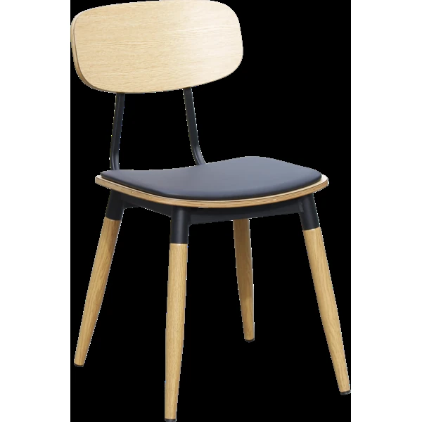 Durafurn Austin Chair - Black PU Vinyl Seat + Natural Backrest