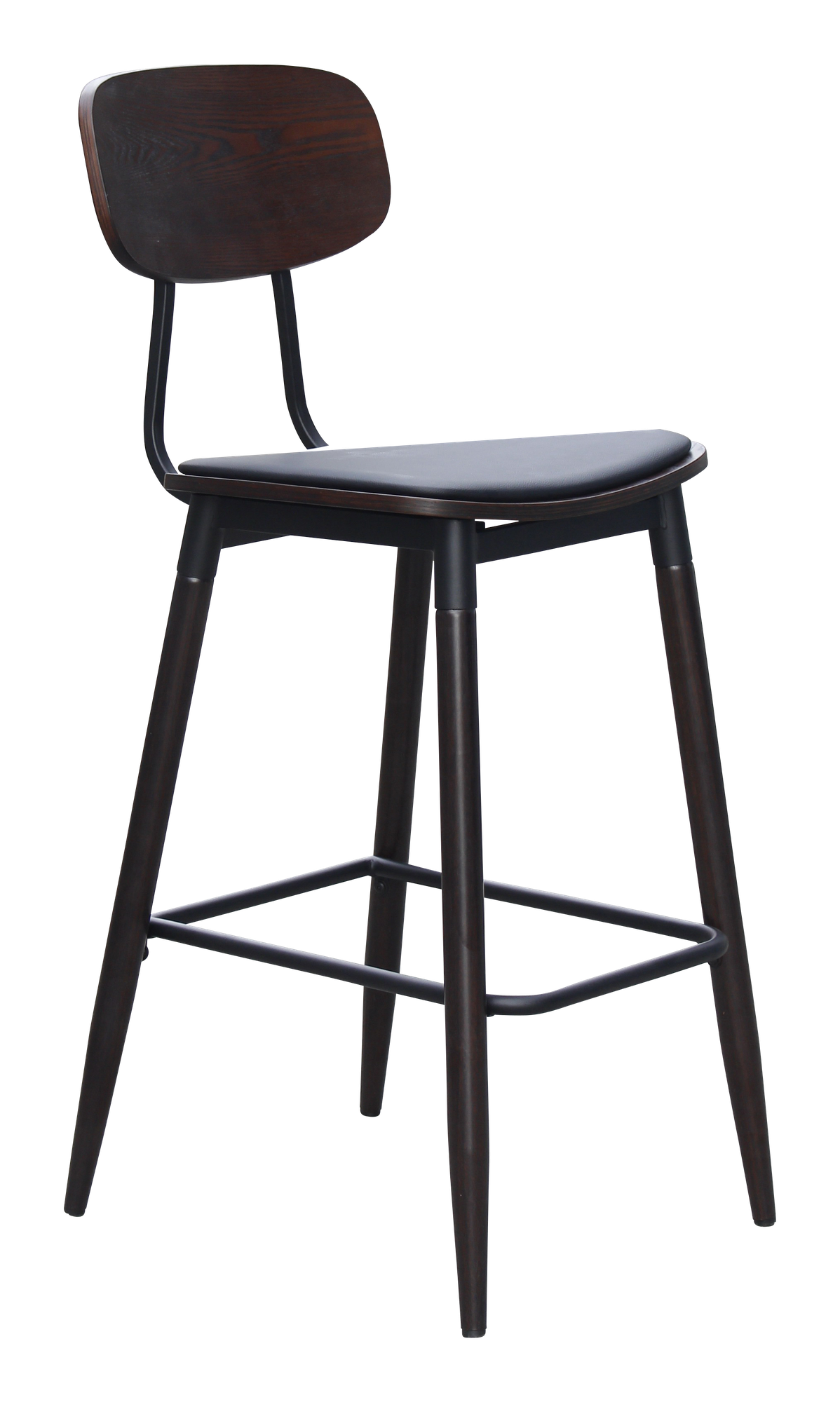 Durafurn AustinBarstool - Black PU Vinyl Seat + Wenge Backrest
