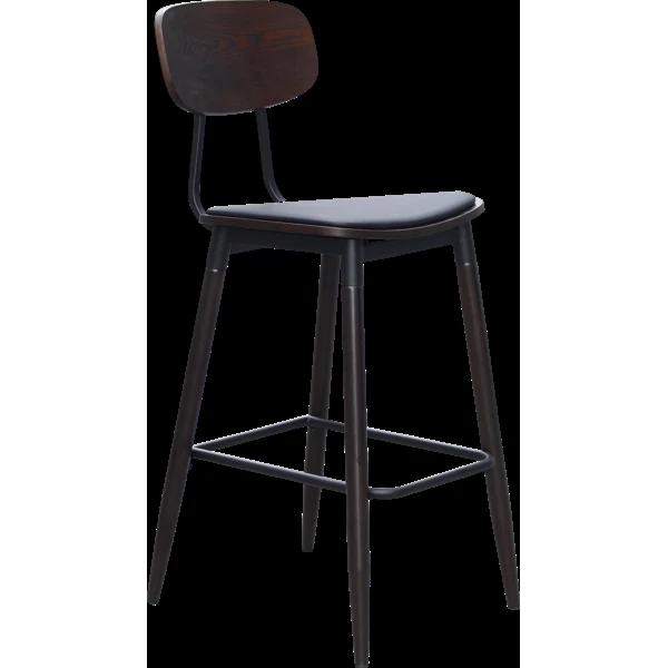 Durafurn AustinBarstool - Black PU Vinyl Seat + Wenge Backrest