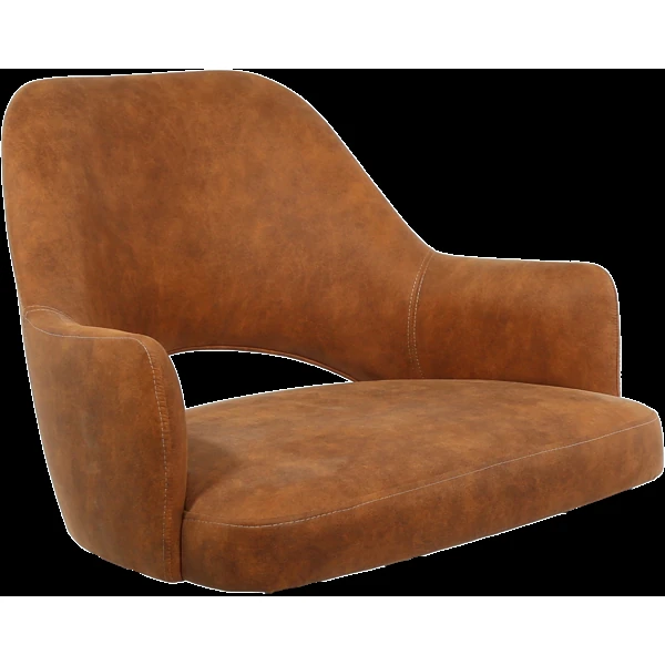 Durafurn BonBon Armchair - Metal Black with Brass tips/Tan Fabric Shell
