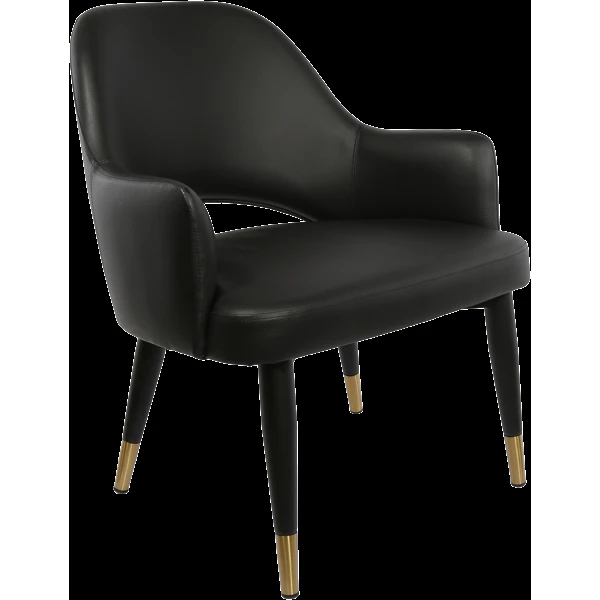 Durafurn BonBon Armchair - Metal Black with Brass tips/Black Vinyl Shell