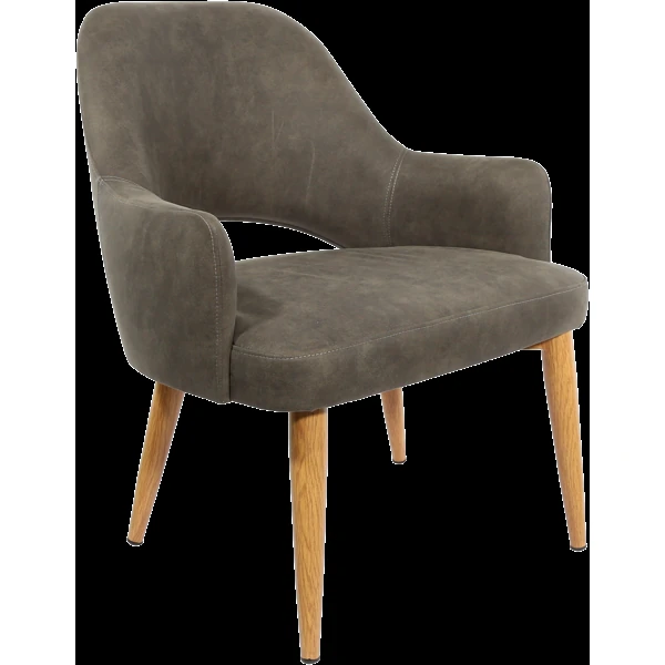 Durafurn BonBon Armchair - Metal Timber Image Natural Oak /Charcoal Fabric Shell