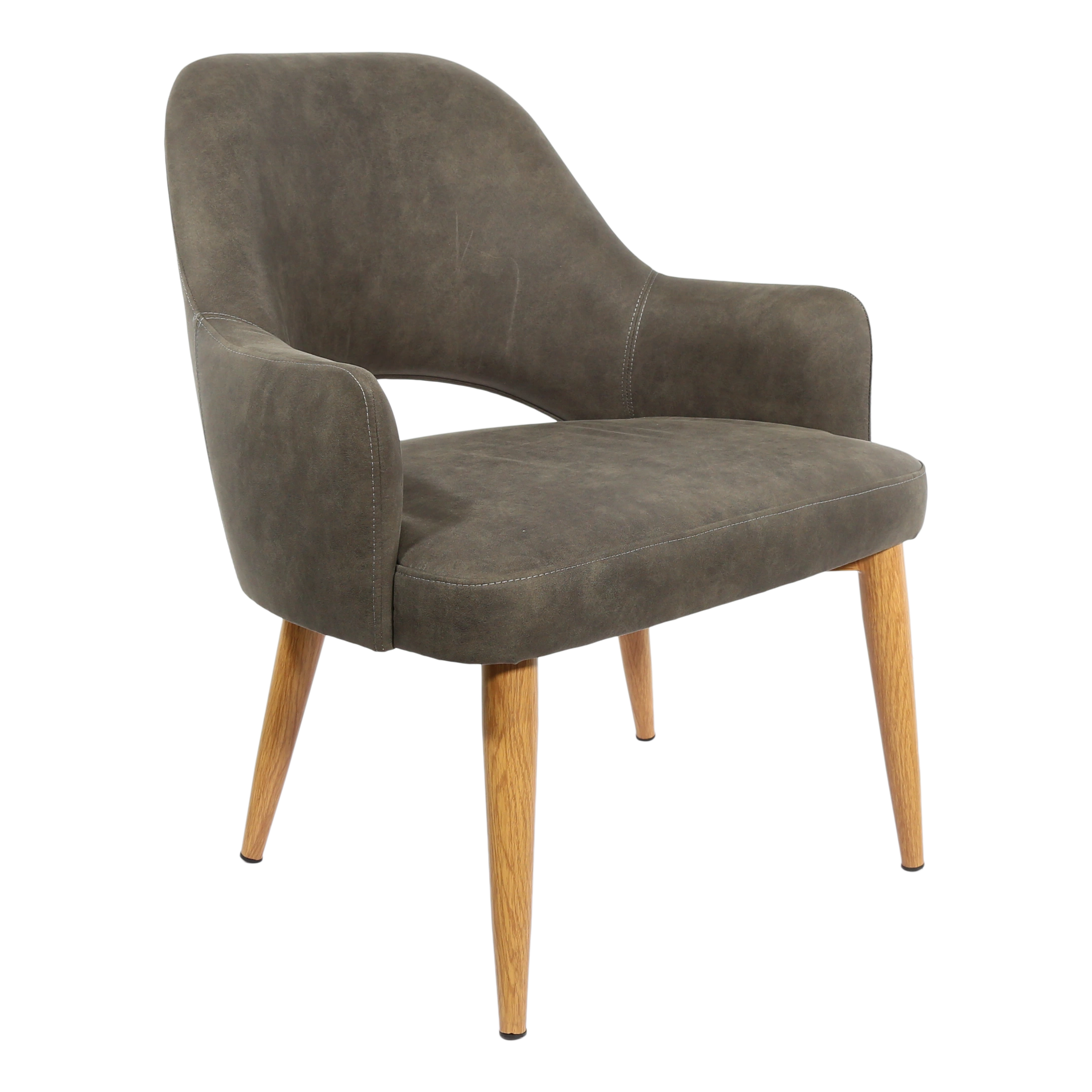 Durafurn BonBon Armchair - Metal Timber Image Natural Oak /Charcoal Fabric Shell