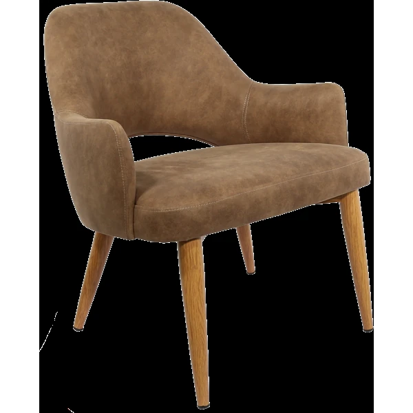 Durafurn BonBon Armchair - Metal Timber Image Natural Oak /Mocha Fabric Shell