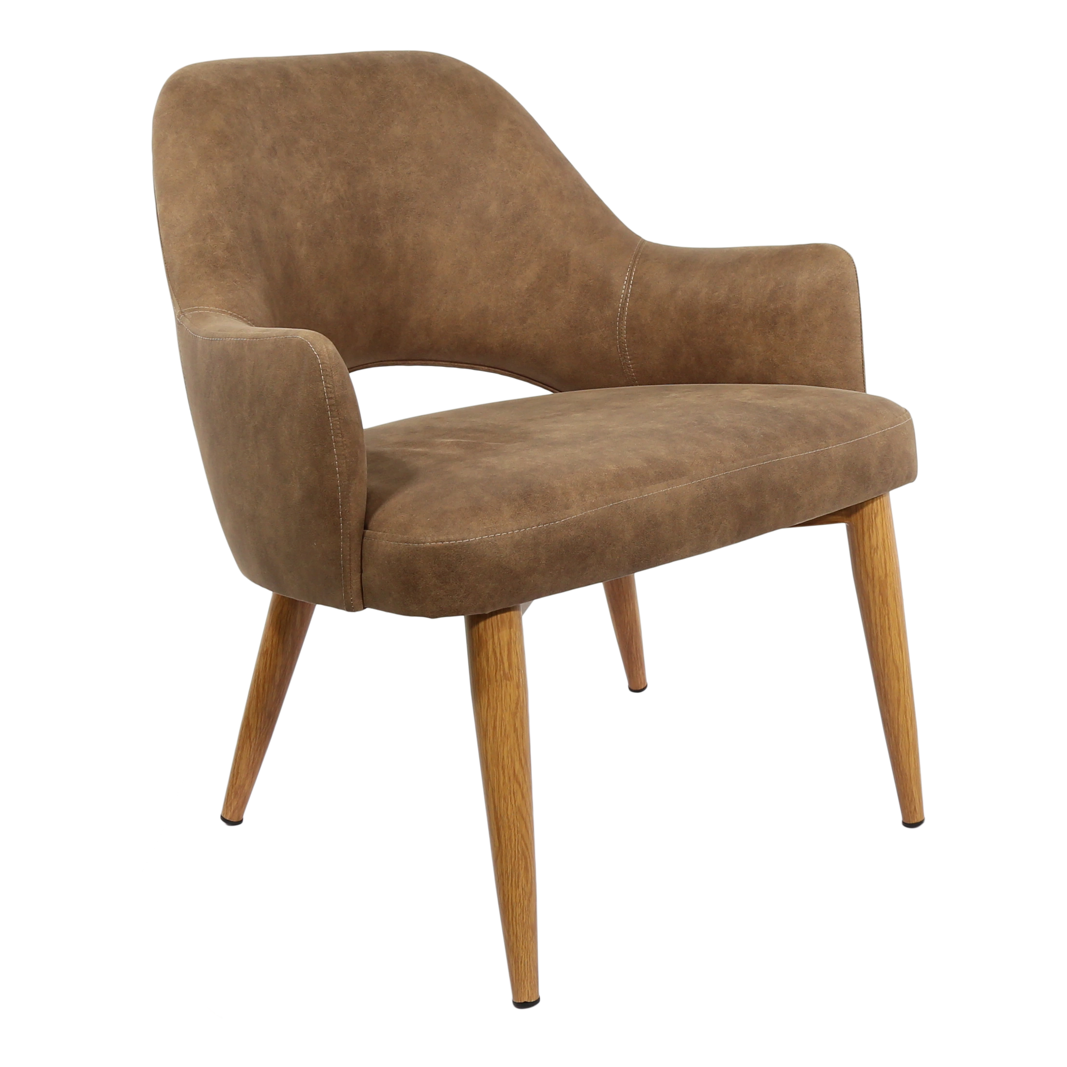 Durafurn BonBon Armchair - Metal Timber Image Natural Oak /Mocha Fabric Shell