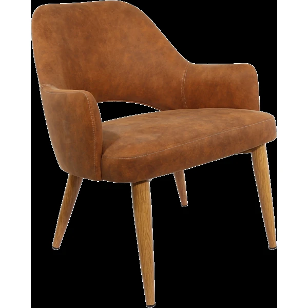 Durafurn BonBon Armchair - Metal Timber Image Natural Oak /Tan Fabric Shell