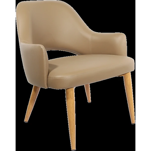 Durafurn BonBon Armchair - Metal Timber Image Natural Oak /Taupe Vinyl Shell