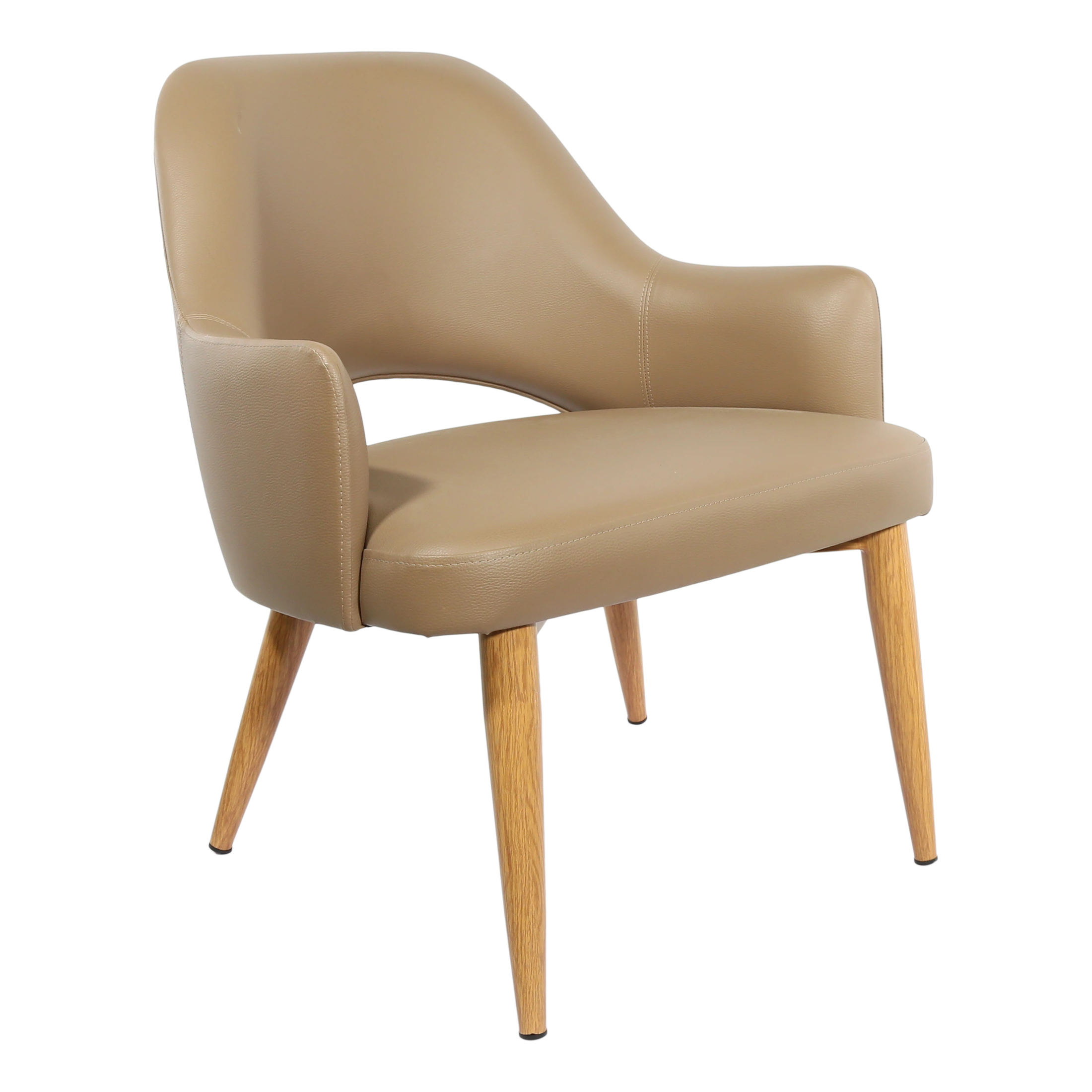 Durafurn BonBon Armchair - Metal Timber Image Natural Oak /Taupe Vinyl Shell