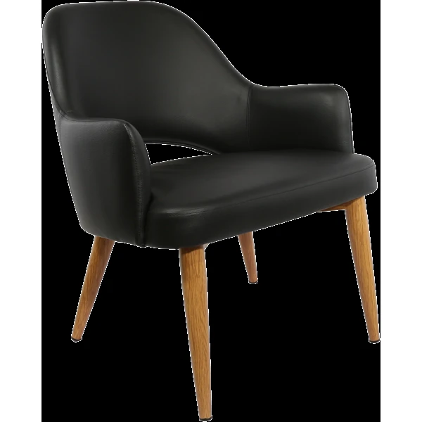 Durafurn BonBon Armchair - Metal Timber Image Natural Oak /Black Vinyl Shell