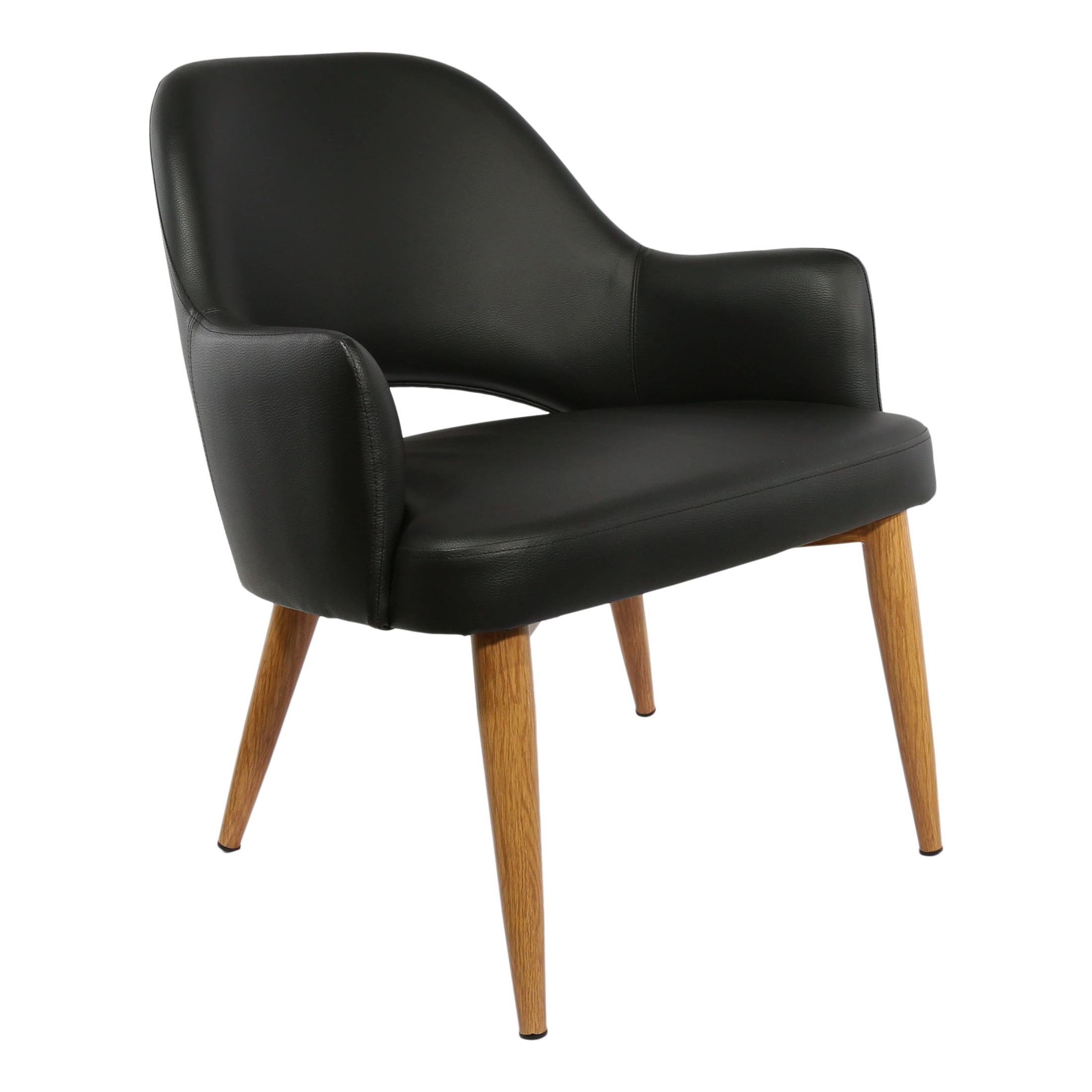 Durafurn BonBon Armchair - Metal Timber Image Natural Oak /Black Vinyl Shell