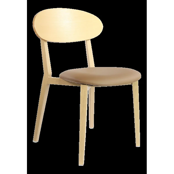 Durafurn Atlanta Chair - Narrow Ply Backrest - Oak Frame/Taupe Vinyl Seat & Ply Backrest