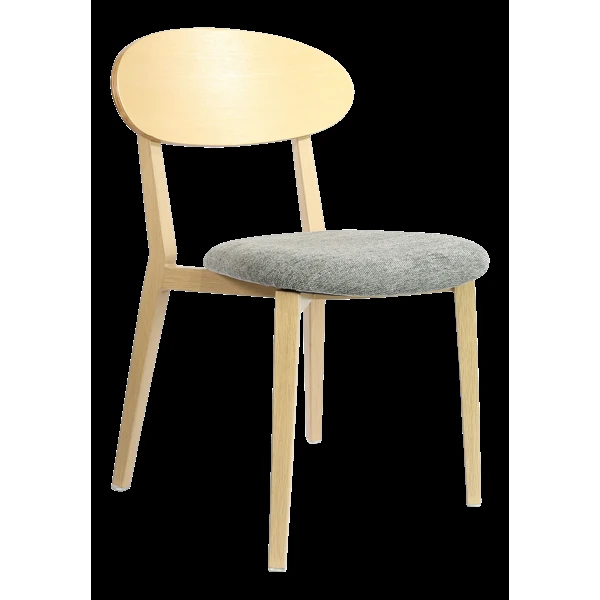 Durafurn Atlanta Chair - Narrow Ply Backrest - Oak Frame/ Grey Fabric Seat & Ply Backrest