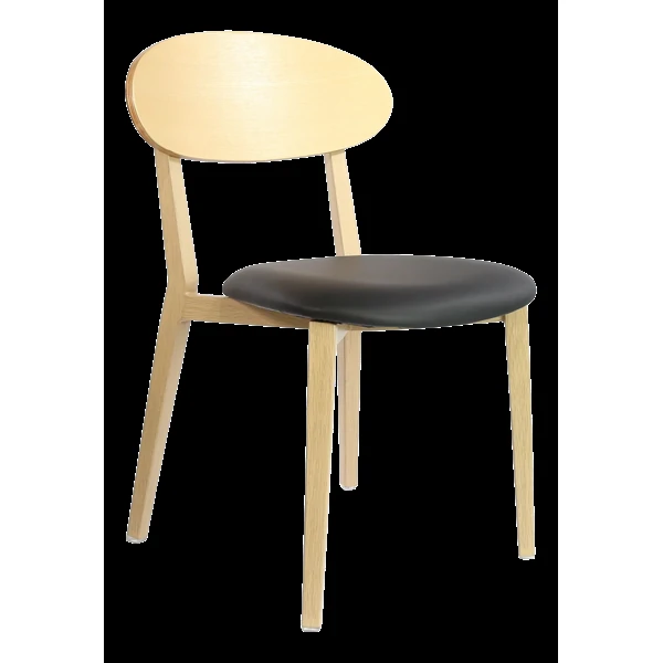 Durafurn Atlanta Chair - Narrow Ply Backrest - Oak Frame/Black Vinyl Seat & Ply Backrest