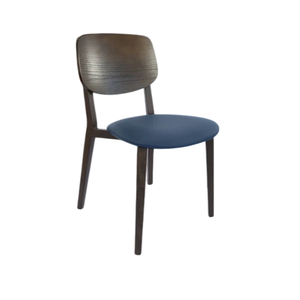 Durafurn Atlanta Chair - large Ply Backrest - Wenge Frame/Navy Vinyl Seat & Ply Backrest