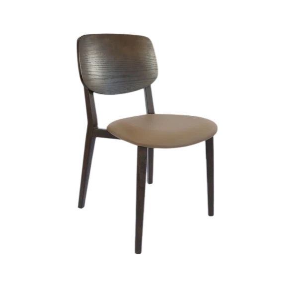 Durafurn Atlanta Chair - large Ply Backrest - Wenge Frame/Taupe Vinyl Seat & Ply Backrest