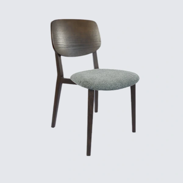 Durafurn Atlanta Chair - large Ply Backrest - Wenge Frame/ Grey Fabric Seat & Ply Backrest