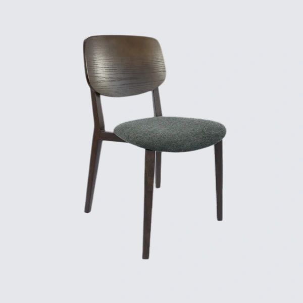 Durafurn Atlanta Chair - large Ply Backrest - Wenge Frame/Dark Grey Fabric Seat & Ply Backrest