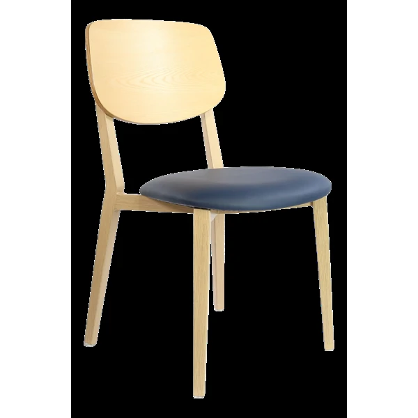 Durafurn Atlanta Chair - large Ply Backrest - Oak Frame/Navy Vinyl Seat & Ply Backrest