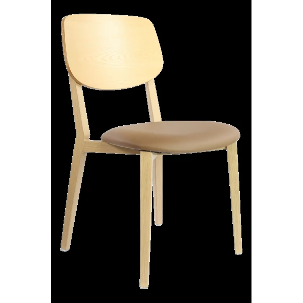 Durafurn Atlanta Chair - large Ply Backrest - Oak Frame/Taupe Vinyl Seat & Ply Backrest