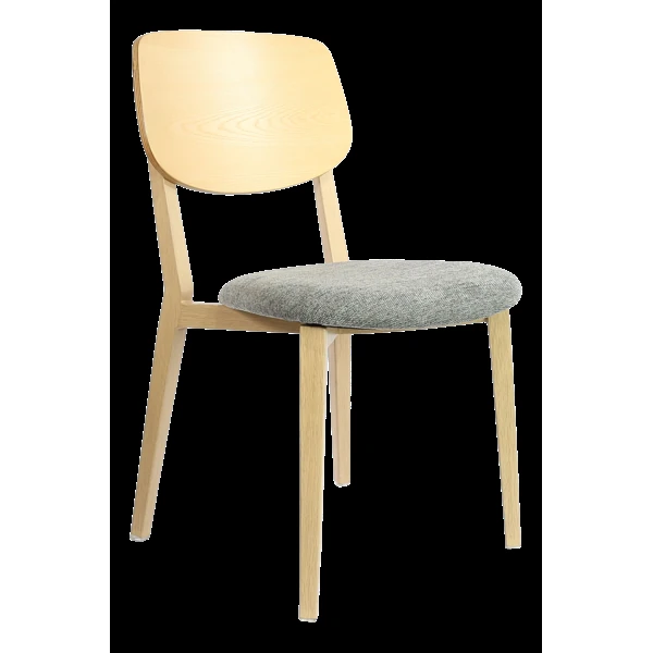 Durafurn Atlanta Chair - large Ply Backrest - Oak Frame/ Grey Fabric Seat & Ply Backrest