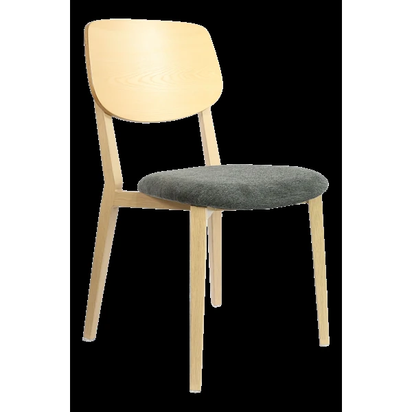 Durafurn Atlanta Chair - large Ply Backrest - Oak Frame/Dark Grey Fabric Seat & Ply Backrest