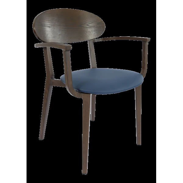 Durafurn Atlanta Armchair - Narrow Ply Backrest - Wenge Frame/Navy Vinyl Seat & Ply Backrest