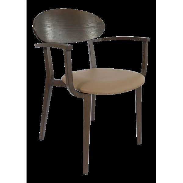 Durafurn Atlanta Armchair - Narrow Ply Backrest - Wenge Frame/Taupe Vinyl Seat & Ply Backrest