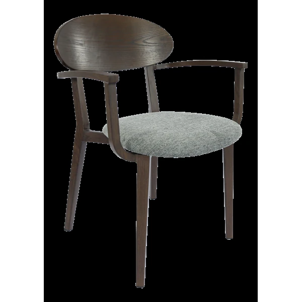 Durafurn Atlanta Armchair - Narrow Ply Backrest - Wenge Frame/ Grey Fabric Seat & Ply Backrest
