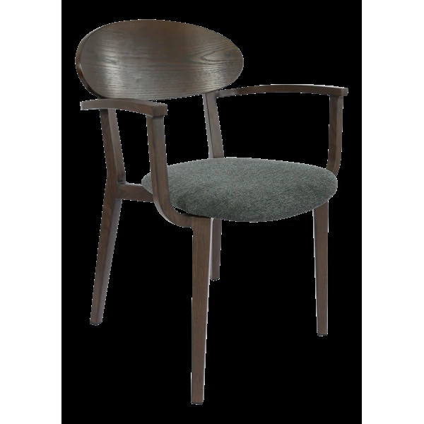 Durafurn Atlanta Armchair - Narrow Ply Backrest - Wenge Frame/Dark Grey Fabric Seat & Ply Backrest
