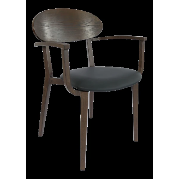 Durafurn Atlanta Armchair - Narrow Ply Backrest - Wenge Frame/Black Vinyl Seat & Ply Backrest